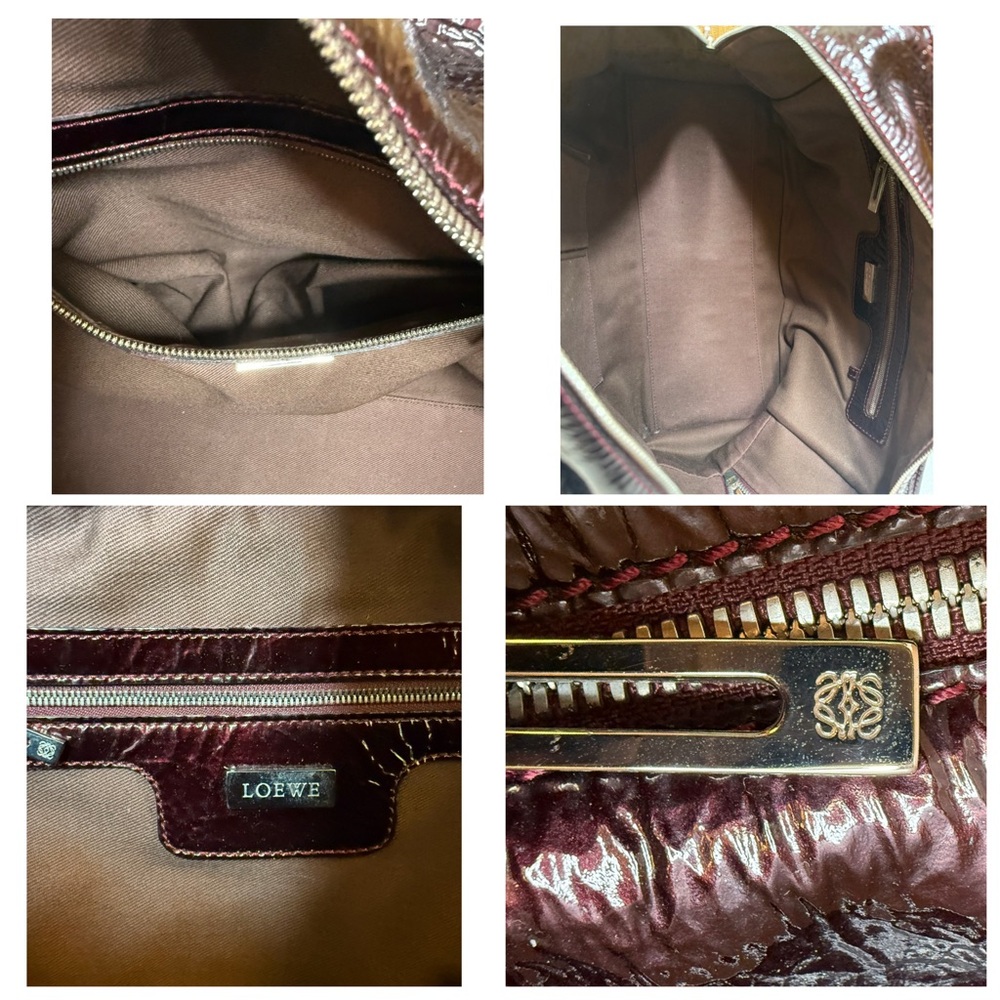 Loewe Burgundy Patent Leather Satchel Bag with Lock & Key - Picture 9 of 14